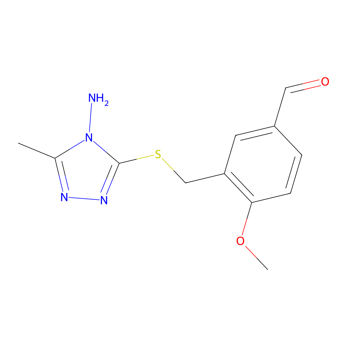 3-{[(4-Amino-5-methyl-4H-1,2,4-triazol-3-yl)thio]-methyl}-4-methoxybenzaldehyde molecular structure, CAS 1119452-75-3