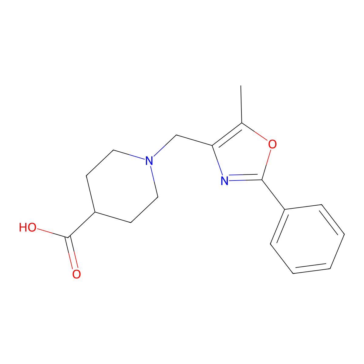 1-[(5-Methyl-2-phenyl-1,3-oxazol-4-YL)methyl]-piperidine-4-carboxylic acid molecular structure, CAS 1119452-87-7
