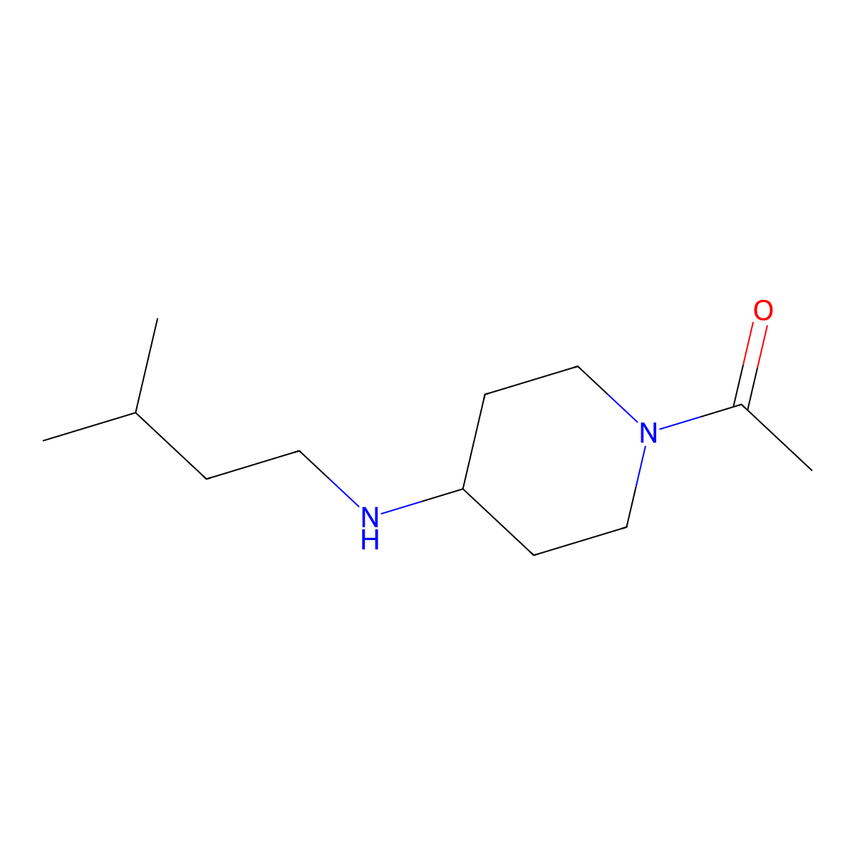 1-acetyl-N-(3-methylbutyl)piperidin-4-amine molecular structure, CAS 1119452-89-9