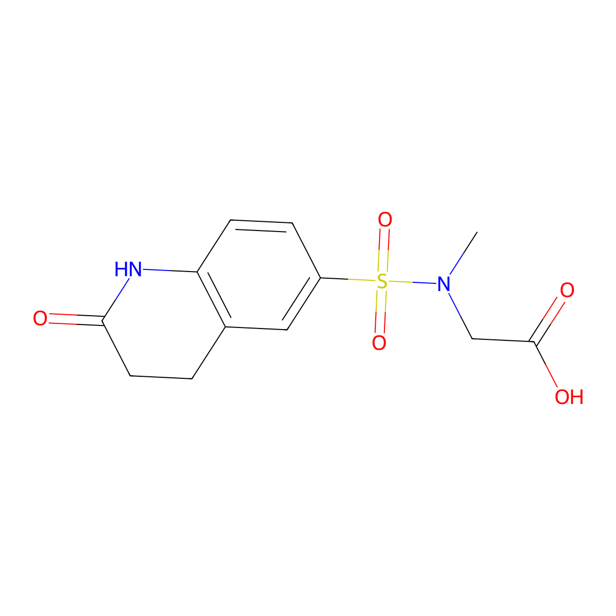 N-Methyl-N-((1,2,3,4-tetrahydro-2-oxo-6-quinolinyl)sulfonyl)glycine molecular structure, CAS 1119452-93-5