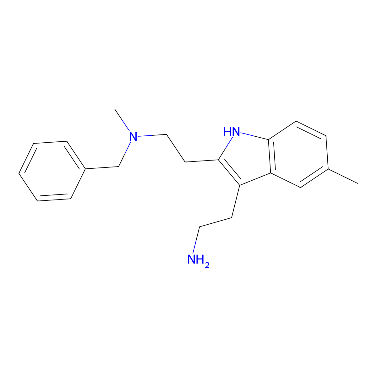 2-[3-(2-aminoethyl)-5-methyl-1H-indol-2-yl]-N-benzyl-N-methylethanamine molecular structure, CAS 1119452-94-6