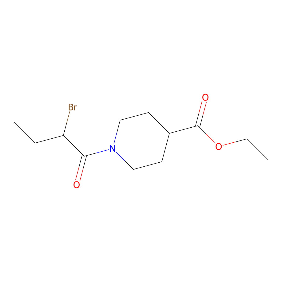 Ethyl 1-(2-bromobutanoyl)piperidine-4-carboxylate molecular structure, CAS 1119453-06-3