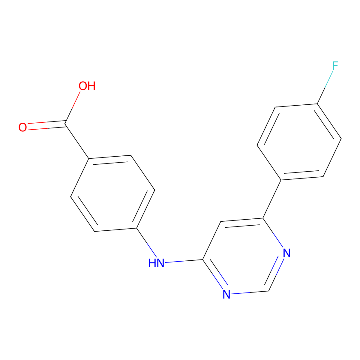4-{[6-(4-Fluorophenyl)pyrimidin-4-YL]-amino}benzoic acid molecular structure, CAS 1119453-11-0