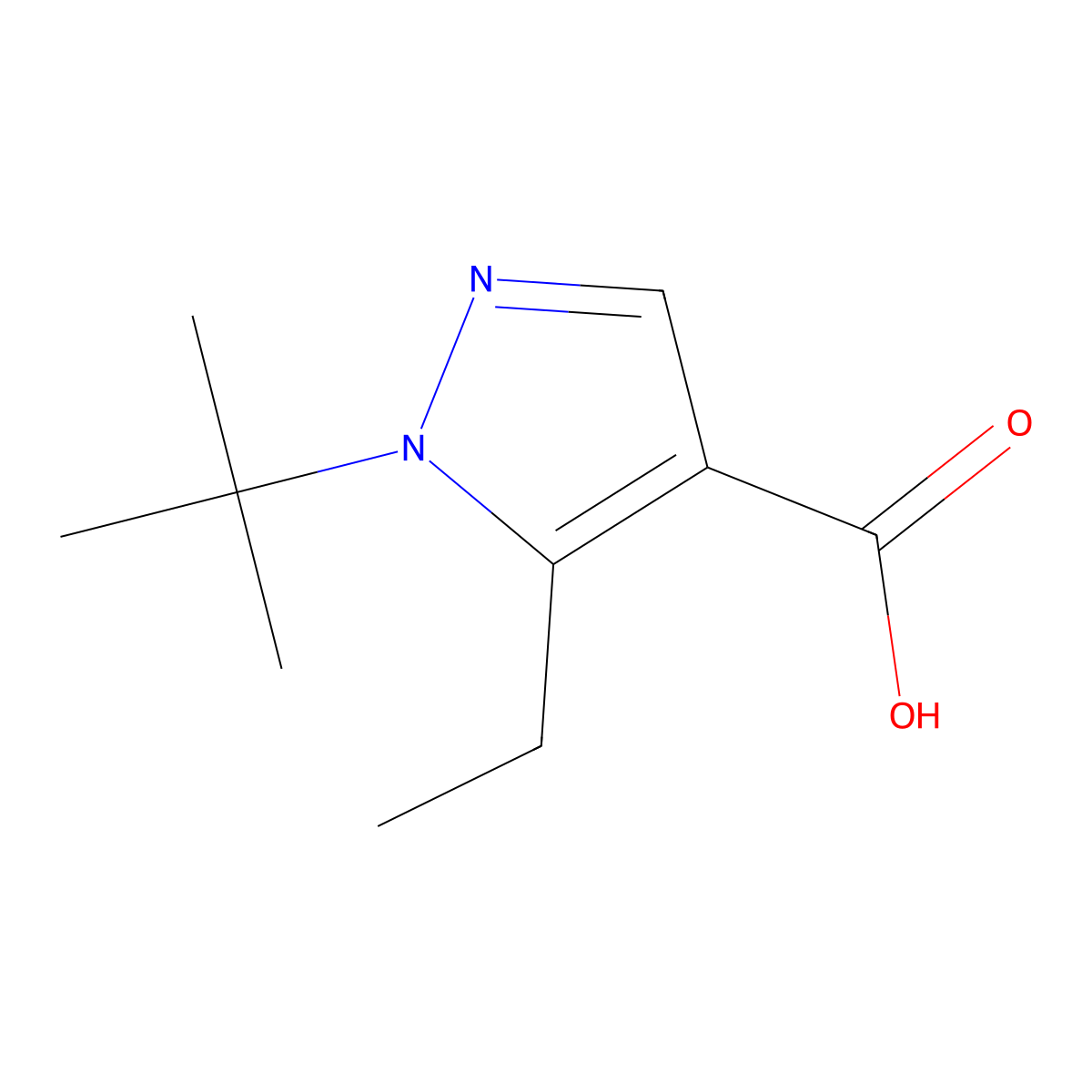 1-tert-butyl-5-ethyl-1H-pyrazole-4-carboxylic acid molecular structure, CAS 1119459-44-7