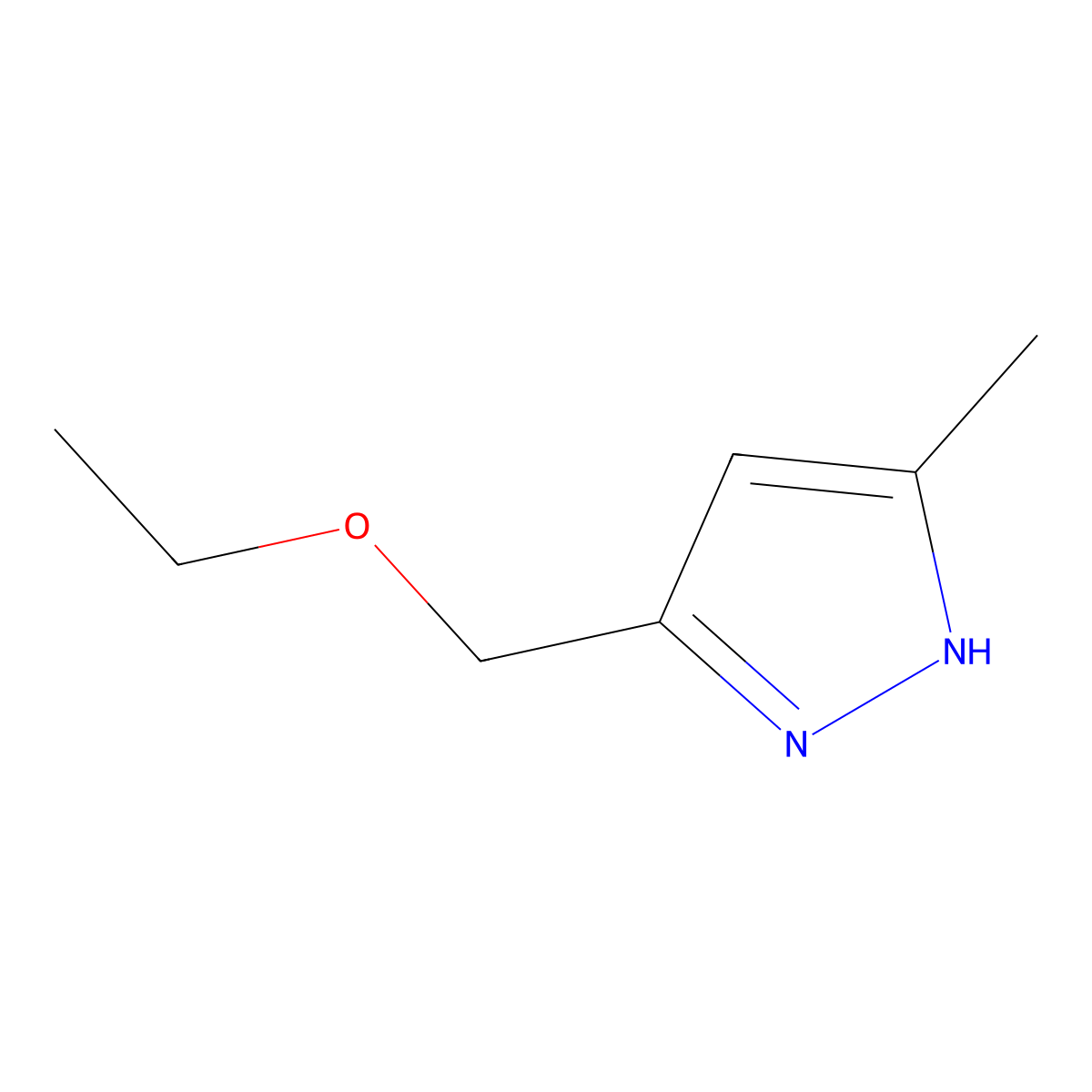 5-(ethoxymethyl)-3-methyl-1H-pyrazole molecular structure, CAS 1119471-75-8