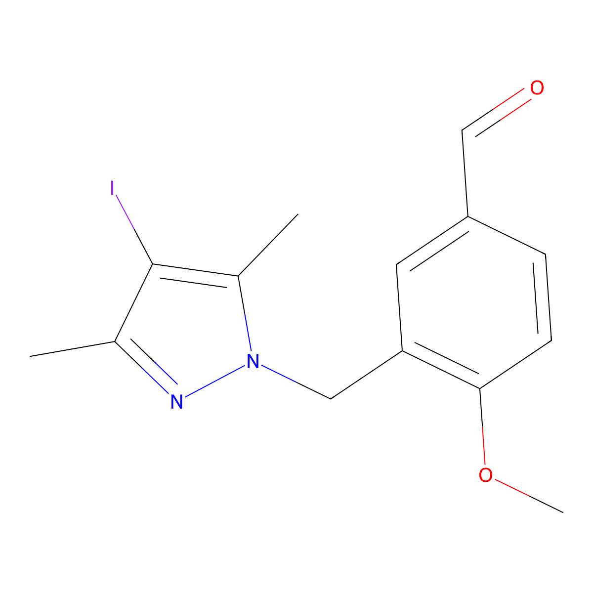 3-[(4-iodo-3,5-dimethyl-1H-pyrazol-1-yl)methyl]-4-methoxybenzaldehyde molecular structure, CAS 1119477-68-7