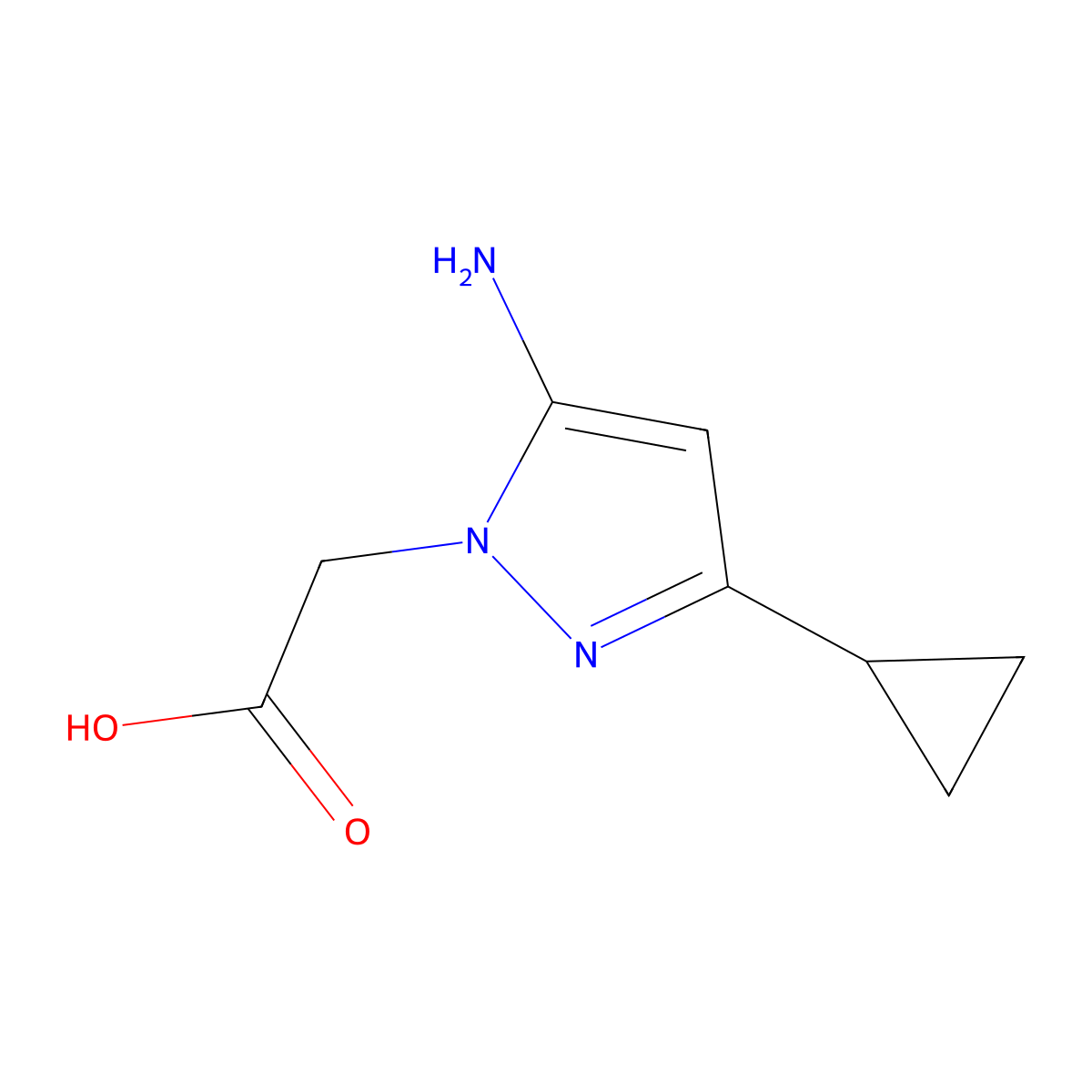 2-(5-amino-3-cyclopropyl-1H-pyrazol-1-yl)acetic acid molecular structure, CAS 1119477-70-1