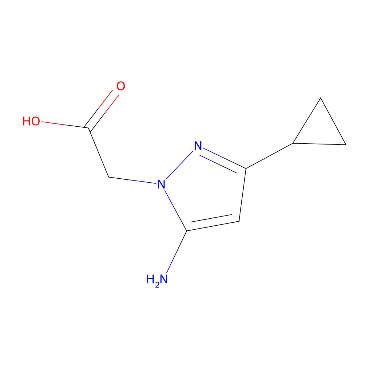 2-(5-amino-3-cyclopropyl-1H-pyrazol-1-yl)acetic acid molecular structure, CAS 1119477-70-1