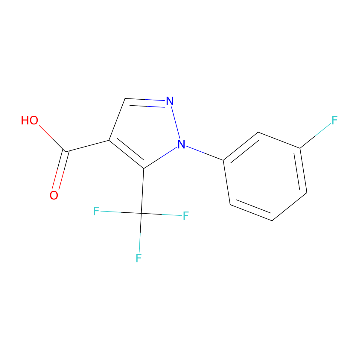 1-(3-fluorophenyl)-5-(trifluoromethyl)-1H-pyrazole-4-carboxylic acid molecular structure, CAS 1119489-35-8