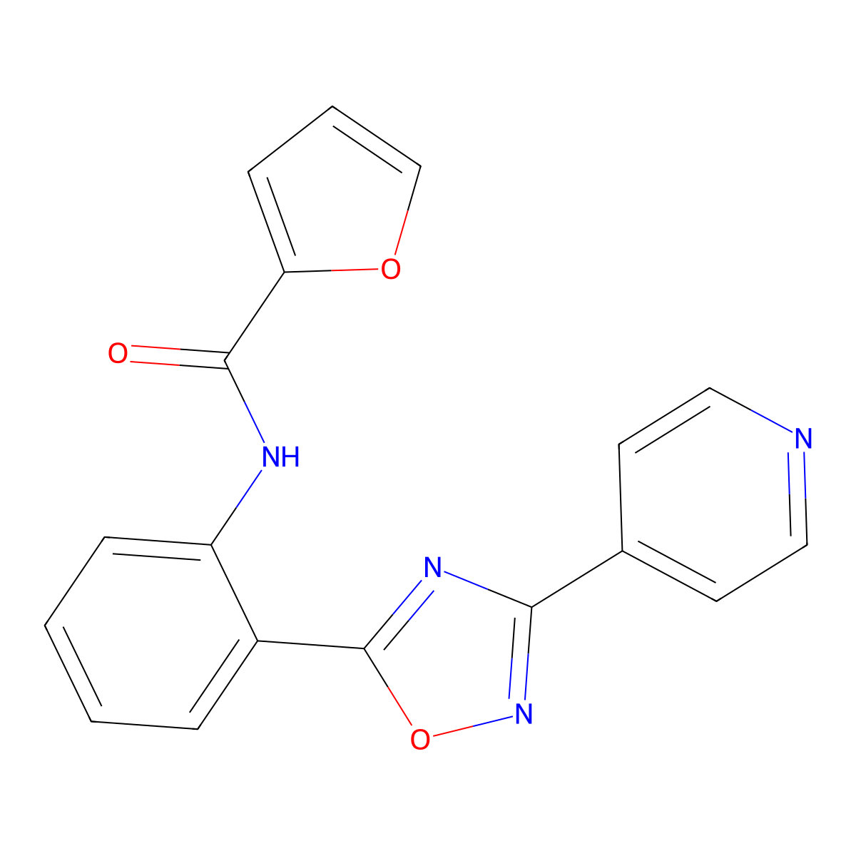 N-{2-[3-(4-pyridinyl)-1,2,4-oxadiazol-5-yl]phenyl}-2-furamide molecular structure, CAS 1119498-21-3