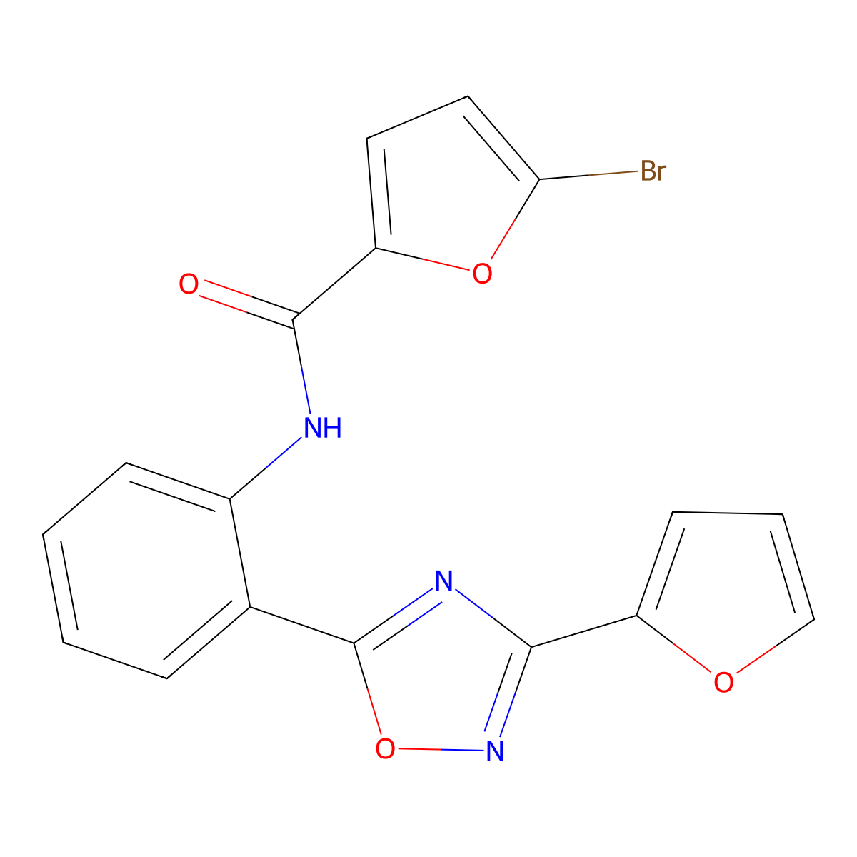 5-bromo-N-{2-[3-(2-furyl)-1,2,4-oxadiazol-5-yl]phenyl}-2-furamide molecular structure, CAS 1119498-24-6