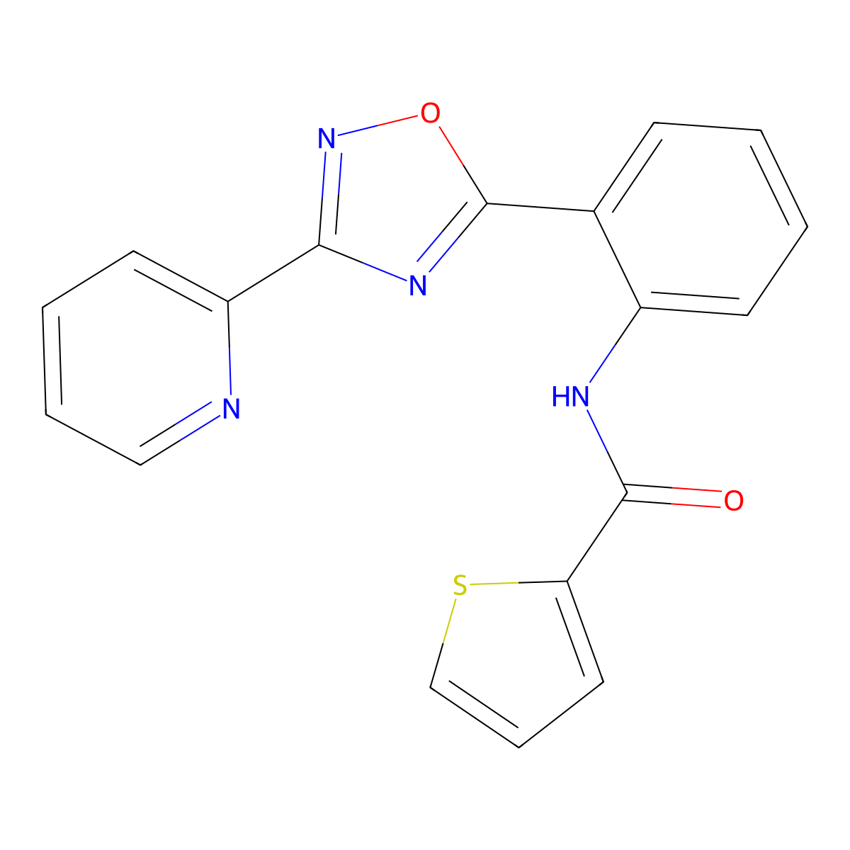 N-{2-[3-(2-pyridinyl)-1,2,4-oxadiazol-5-yl]phenyl}-2-thiophenecarboxamide molecular structure, CAS 1119498-30-4