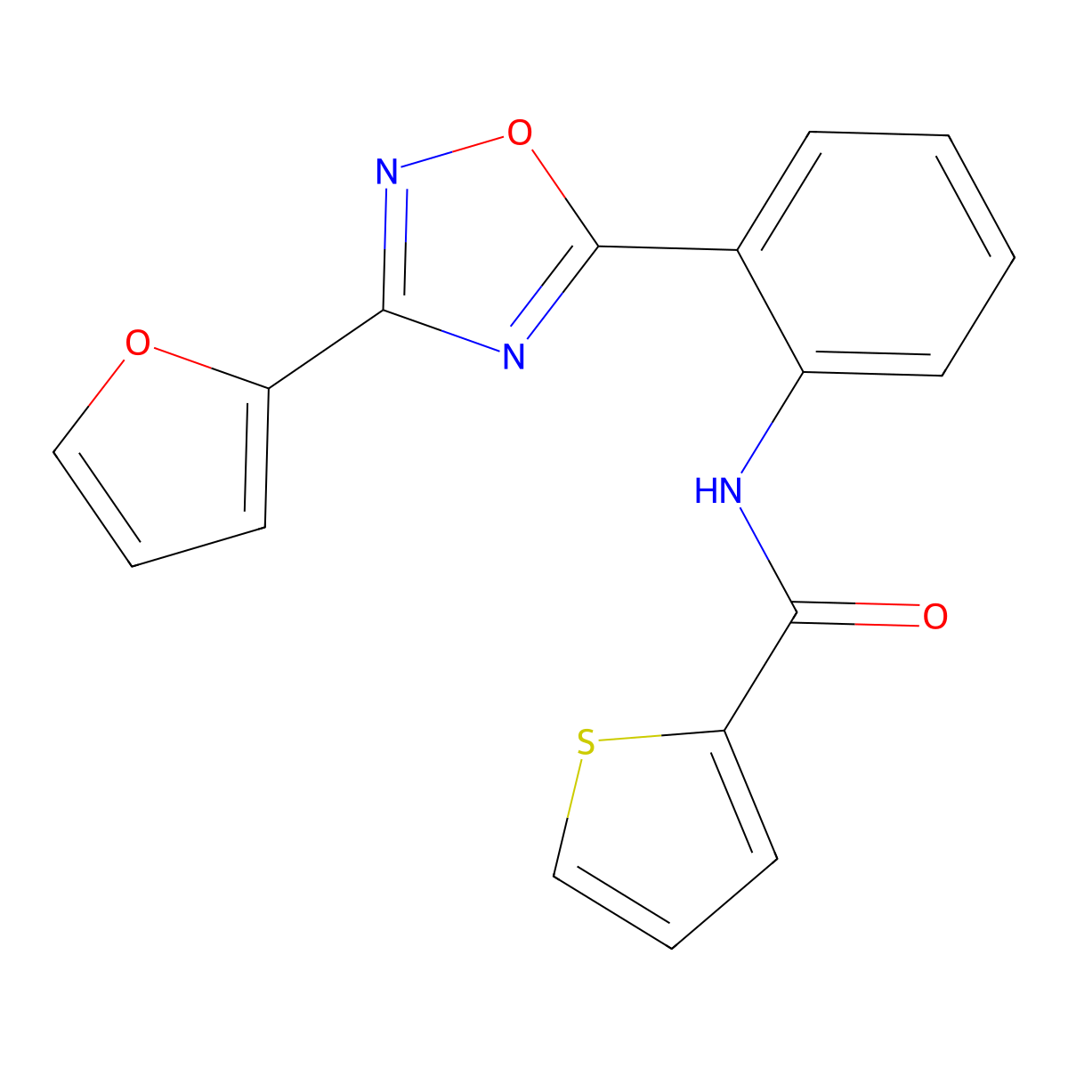 N-(2-(3-(furan-2-yl)-1,2,4-oxadiazol-5-yl)phenyl)thiophene-2-carboxamide molecular structure, CAS 1119498-31-5