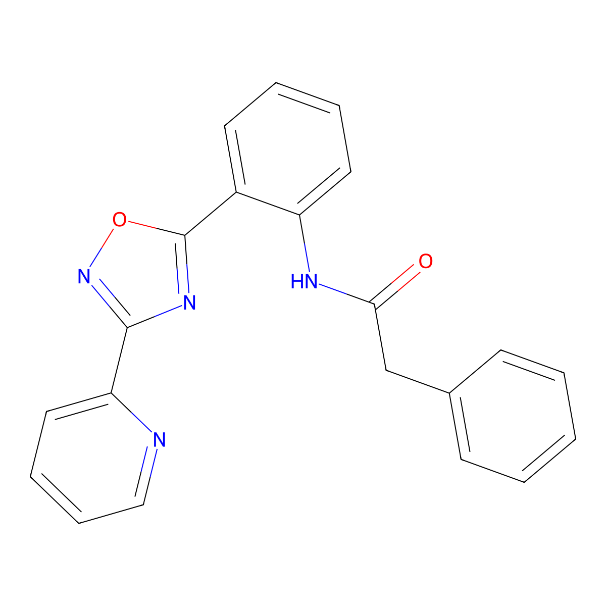 2-phenyl-N-{2-[3-(2-pyridinyl)-1,2,4-oxadiazol-5-yl]phenyl}acetamide molecular structure, CAS 1119498-57-5