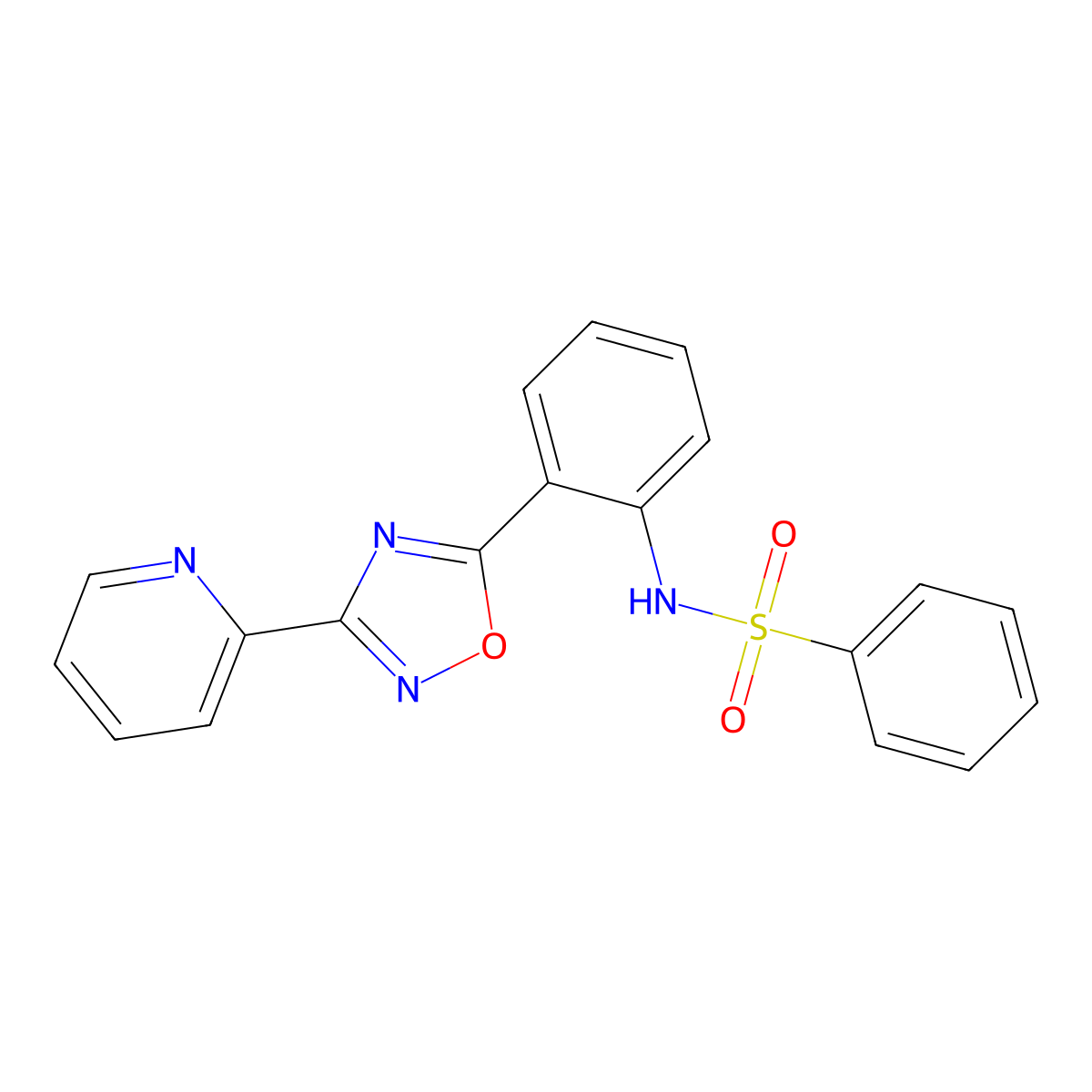 N-{2-[3-(2-pyridinyl)-1,2,4-oxadiazol-5-yl]phenyl}benzenesulfonamide molecular structure, CAS 1119498-70-2