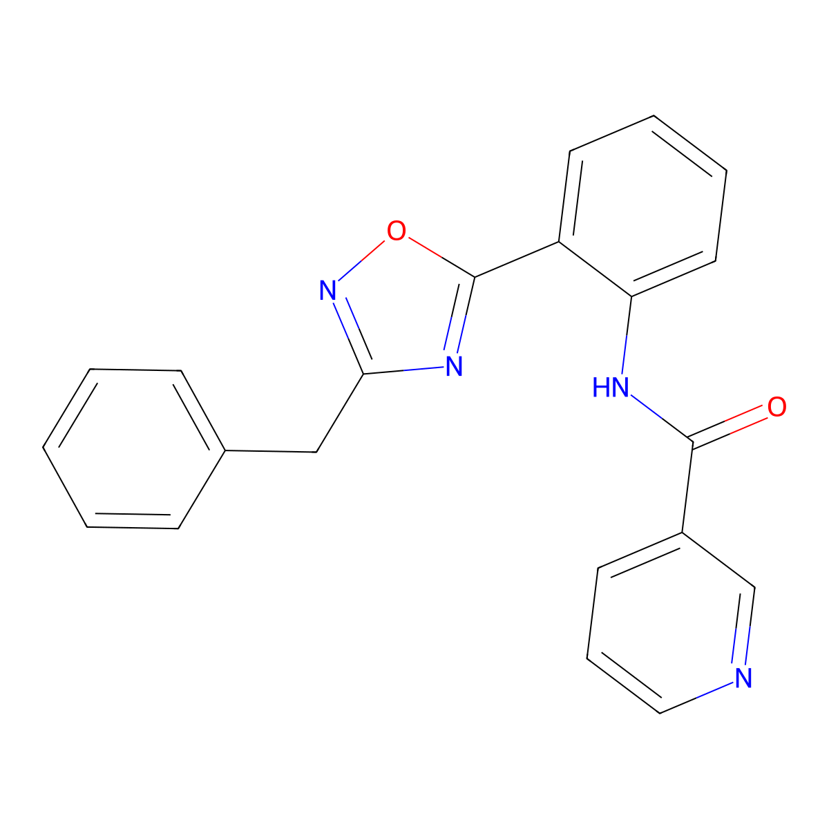 N-[2-(3-benzyl-1,2,4-oxadiazol-5-yl)phenyl]pyridine-3-carboxamide molecular structure, CAS 1119498-84-8