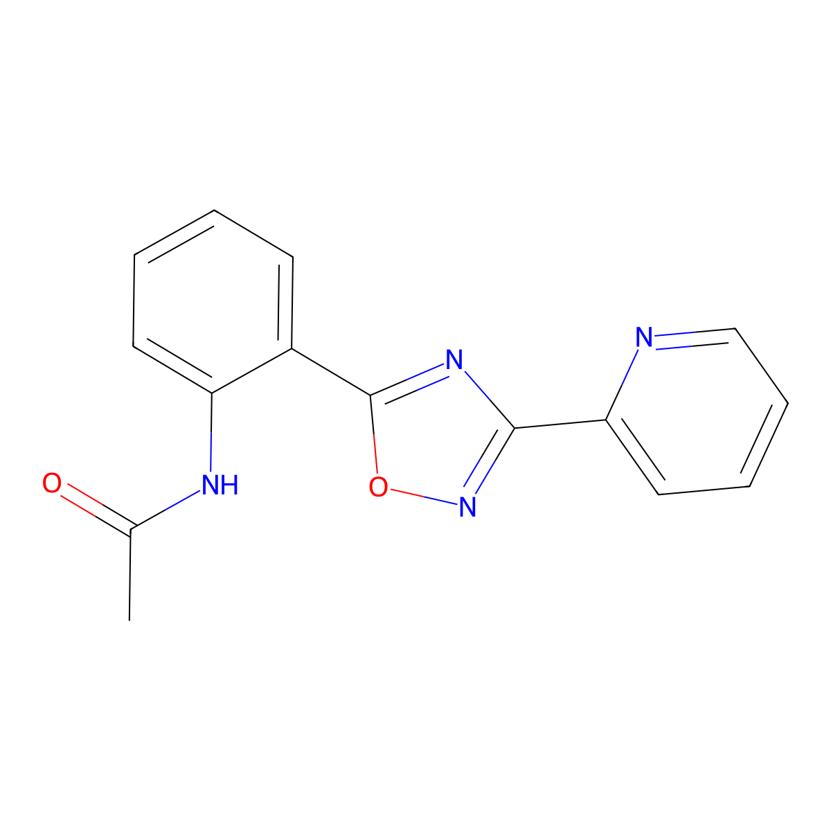 N-{2-[3-(2-pyridinyl)-1,2,4-oxadiazol-5-yl]phenyl}acetamide molecular structure, CAS 1119498-99-5