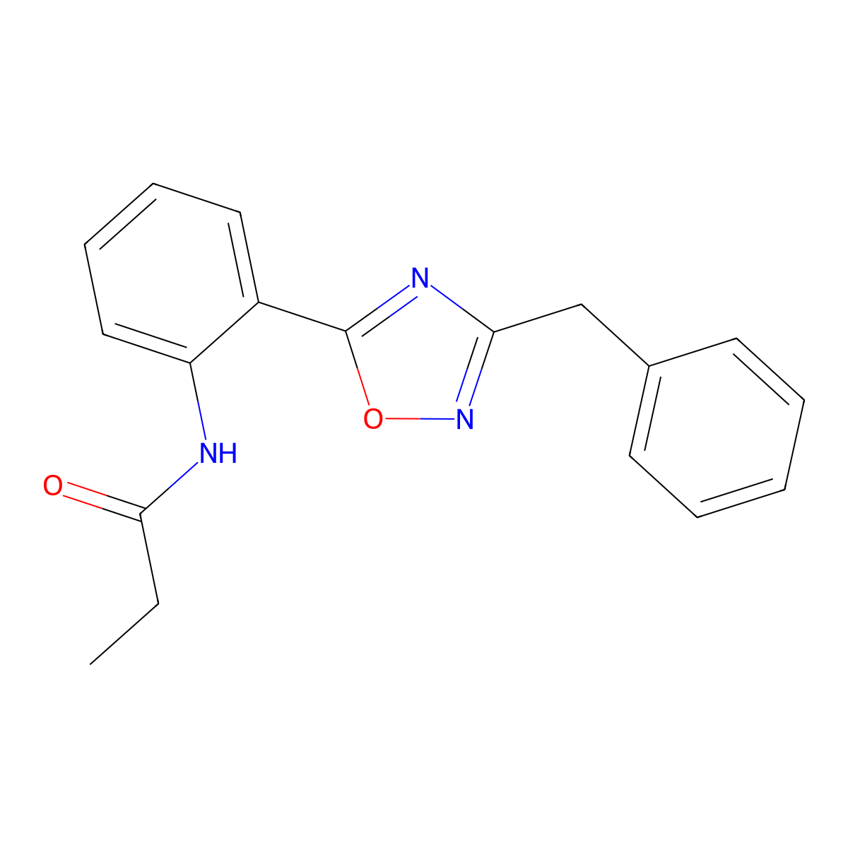 N-[2-(3-benzyl-1,2,4-oxadiazol-5-yl)phenyl]propanamide molecular structure, CAS 1119499-04-5