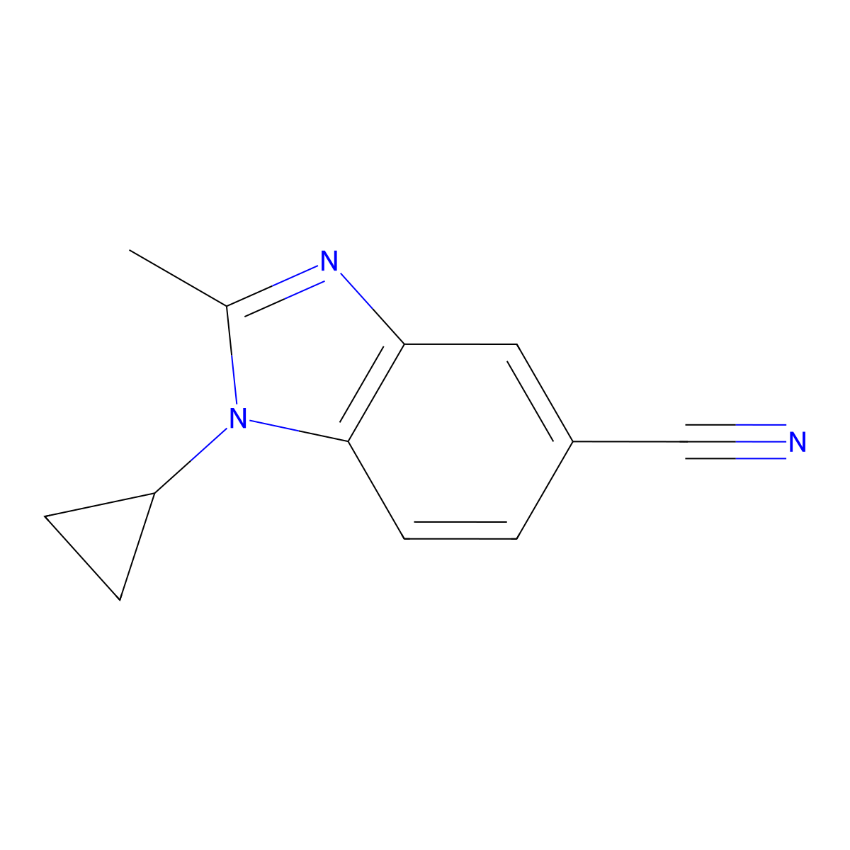 1-Cyclopropyl-2-methyl-1,3-benzodiazole-5-carbonitrile molecular structure, CAS 1119505-56-4