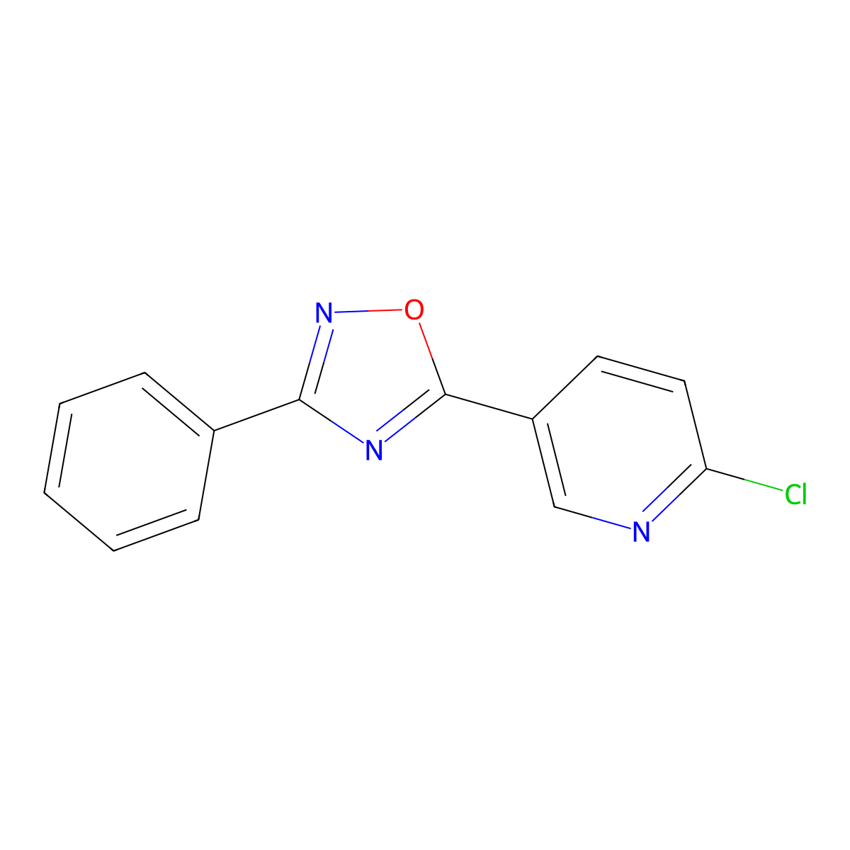 2-Chloro-5-(3-phenyl-1,2,4-oxadiazol-5-yl)pyridine molecular structure, CAS 1119505-98-4