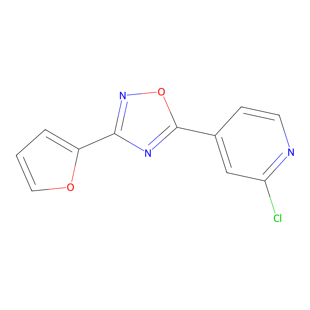 5-(2-Chloropyridin-4-yl)-3-(furan-2-yl)-1,2,4-oxadiazole molecular structure, CAS 1119506-10-3
