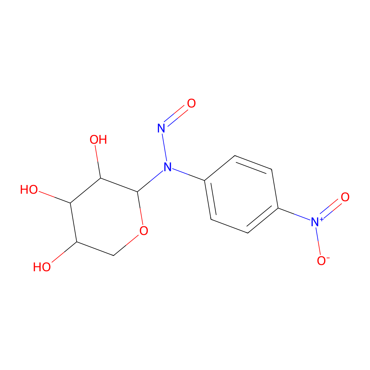 N-Nitroso-N-p-nitrophenyl-D-xylosylamine molecular structure, CAS 111955-18-1