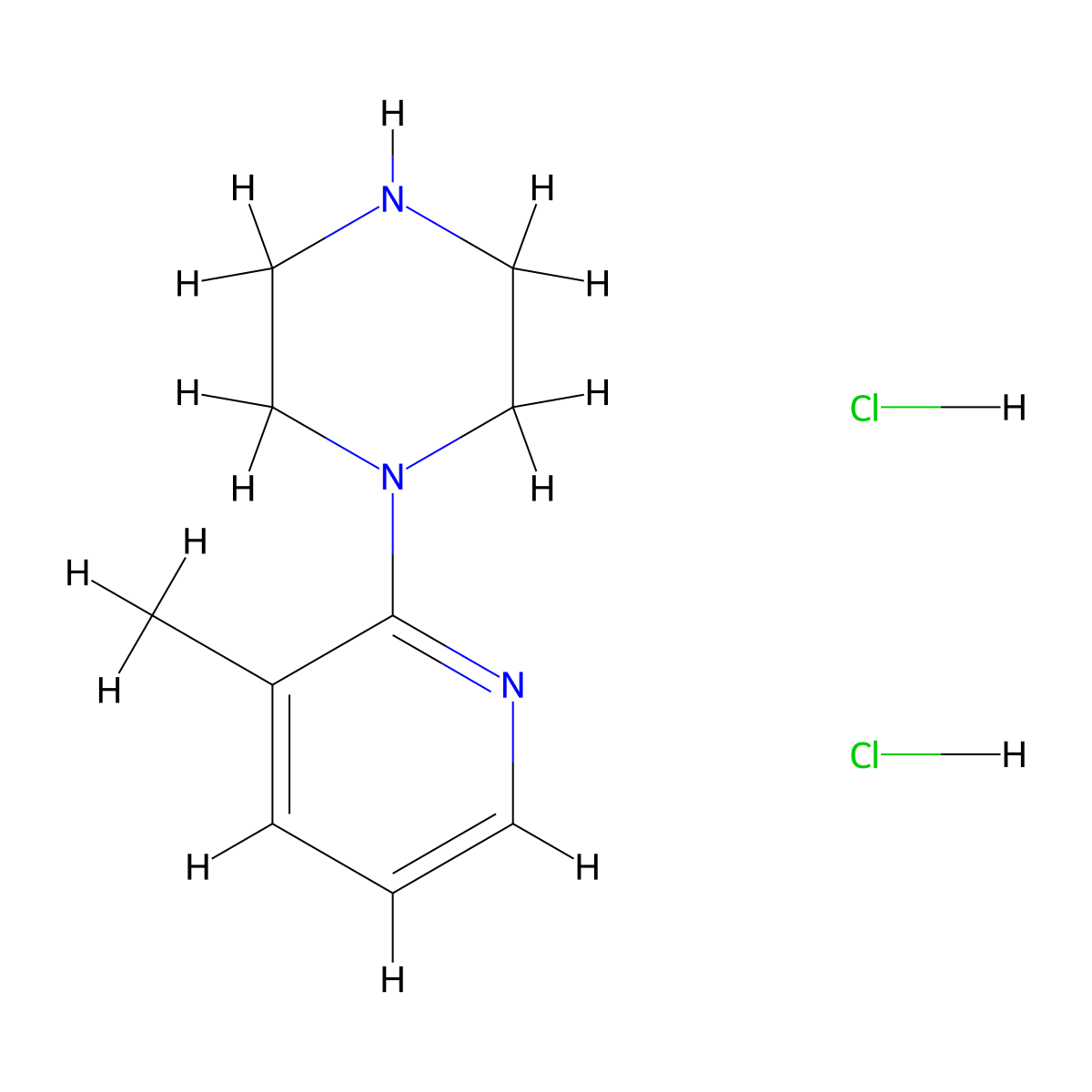 1-(3-Methylpyridin-2-yl)piperazine dihydrochloride molecular structure, CAS 111960-11-3