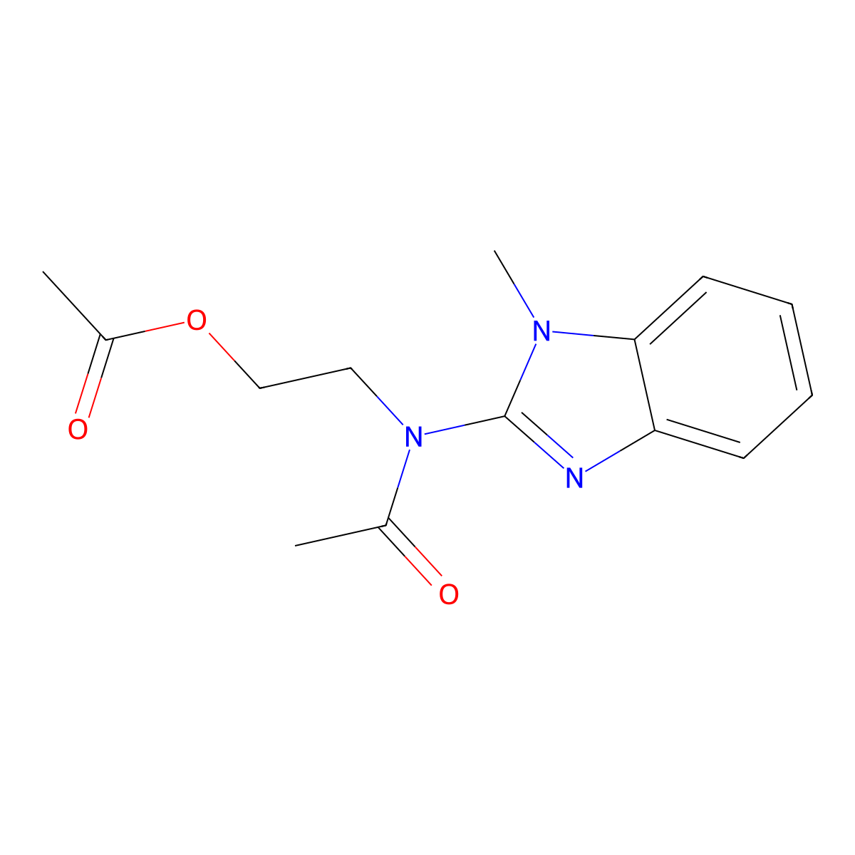 2-[acetyl(1-methyl-1H-benzimidazol-2-yl)amino]ethyl acetate molecular structure, CAS 111971-40-5