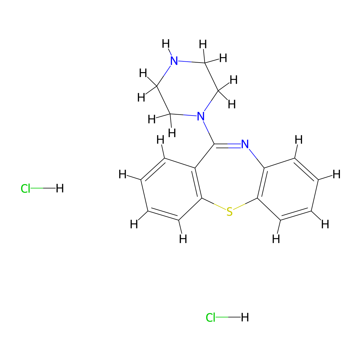 Norquetiapine dihydrochloride molecular structure, CAS 111974-74-4