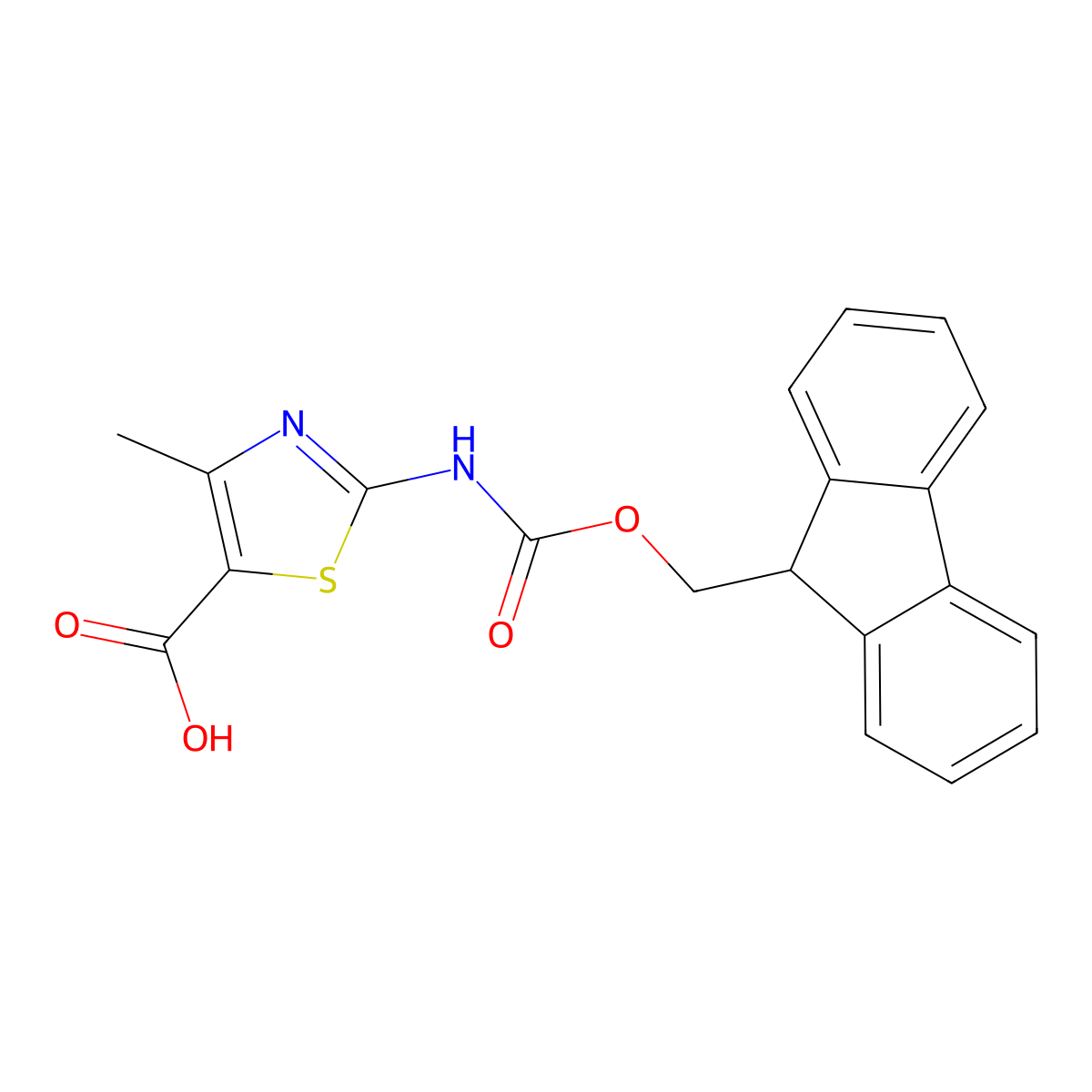 2-({[(9H-fluoren-9-yl)methoxy]carbonyl}amino)-4-methyl-1,3-thiazole-5-carboxylic acid molecular structure, CAS 1119779-43-9