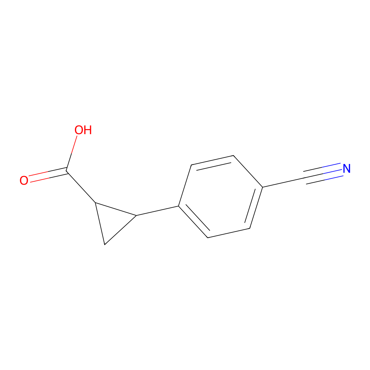 (1R,2R)-2-(4-cyanophenyl)cyclopropane-1-carboxylic acid molecular structure, CAS 1119807-15-6