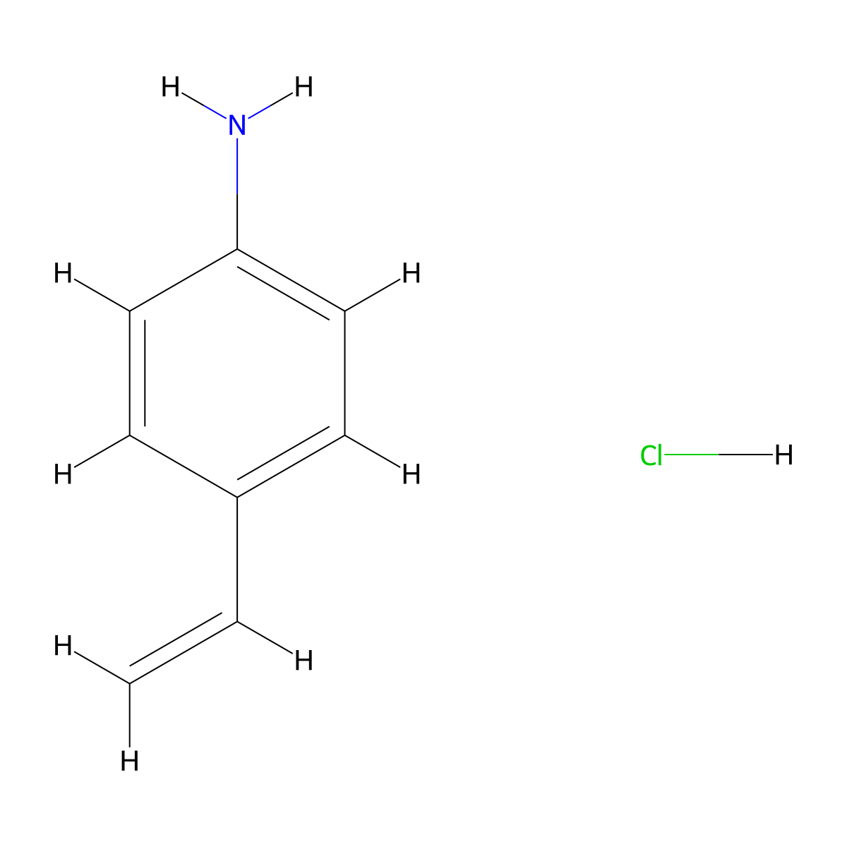 4-Vinylaniline hydrochloride molecular structure, CAS 111981-34-1