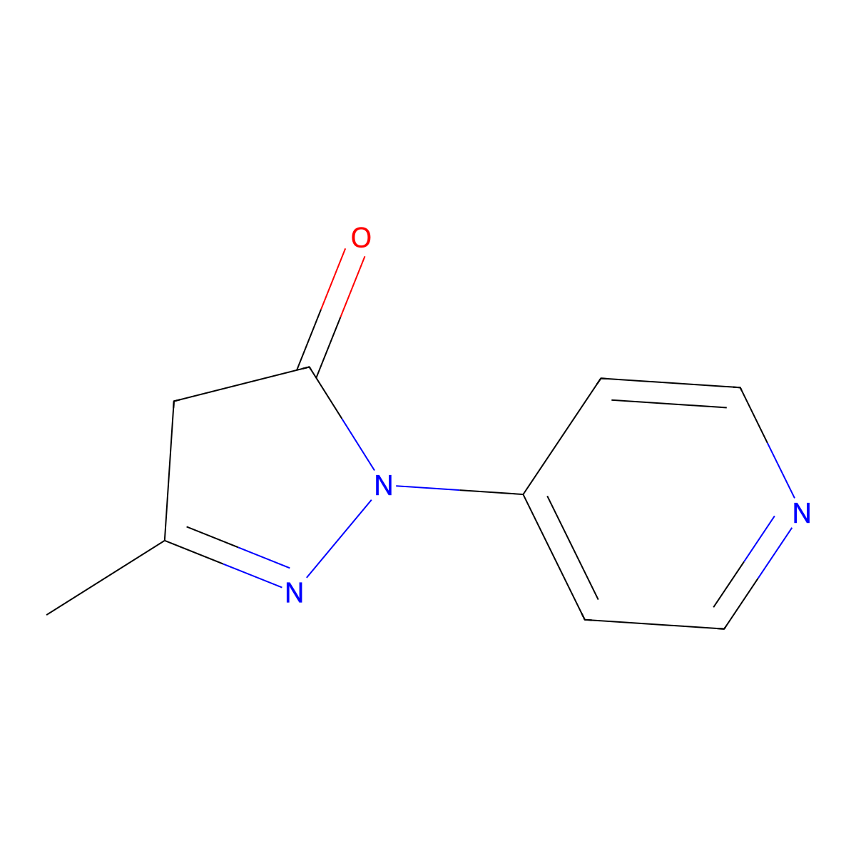 3-methyl-1-(pyridin-4-yl)-4,5-dihydro-1H-pyrazol-5-one molecular structure, CAS 111988-01-3