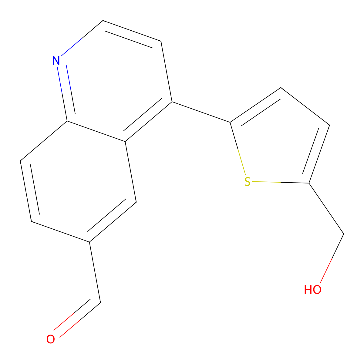 4-(5-(Hydroxymethyl)thiophen-2-yl)quinoline-6-carbaldehyde molecular structure, CAS 1119899-23-8