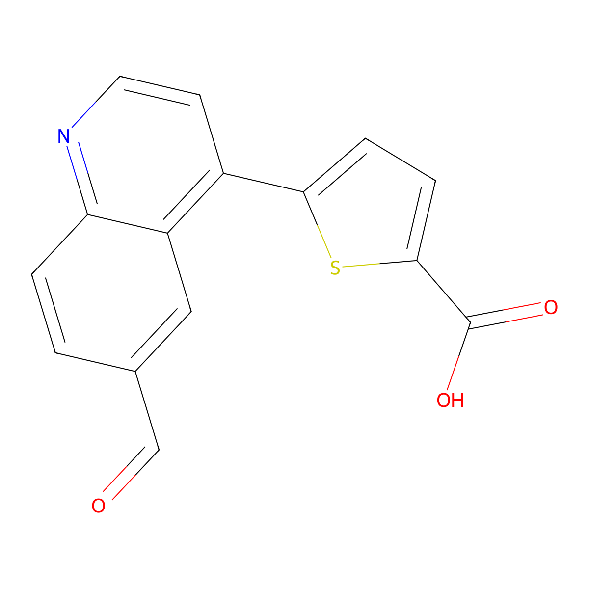 5-(6-Formylquinolin-4-yl)thiophene-2-carboxylic acid molecular structure, CAS 1119899-32-9