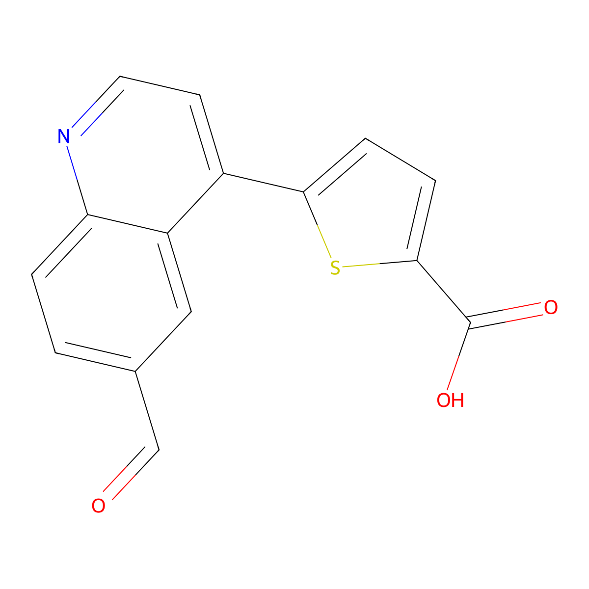 5-(6-Formylquinolin-4-yl)thiophene-2-carboxylic acid molecular structure, CAS 1119899-32-9