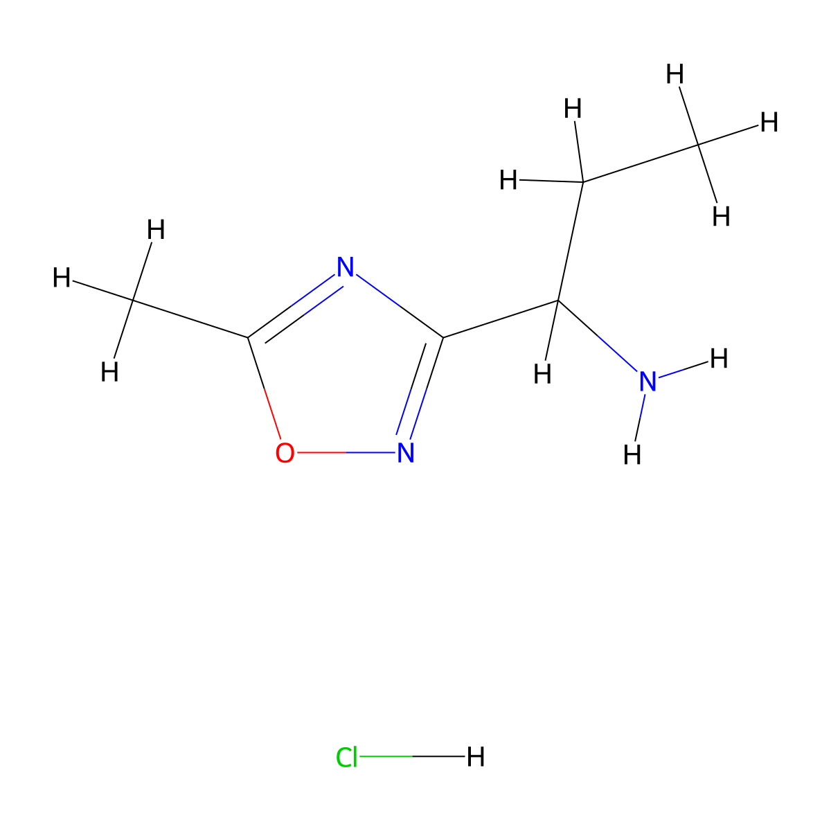 1-(5-Methyl-1,2,4-oxadiazol-3-yl)propan-1-amine hydrochloride molecular structure, CAS 111997-68-3