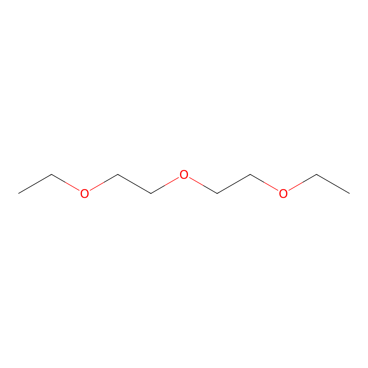 Diethylene glycol diethyl ether molecular structure, CAS 112-36-7