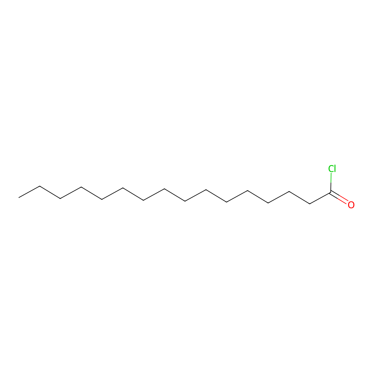 Palmitoyl chloride molecular structure, CAS 112-67-4