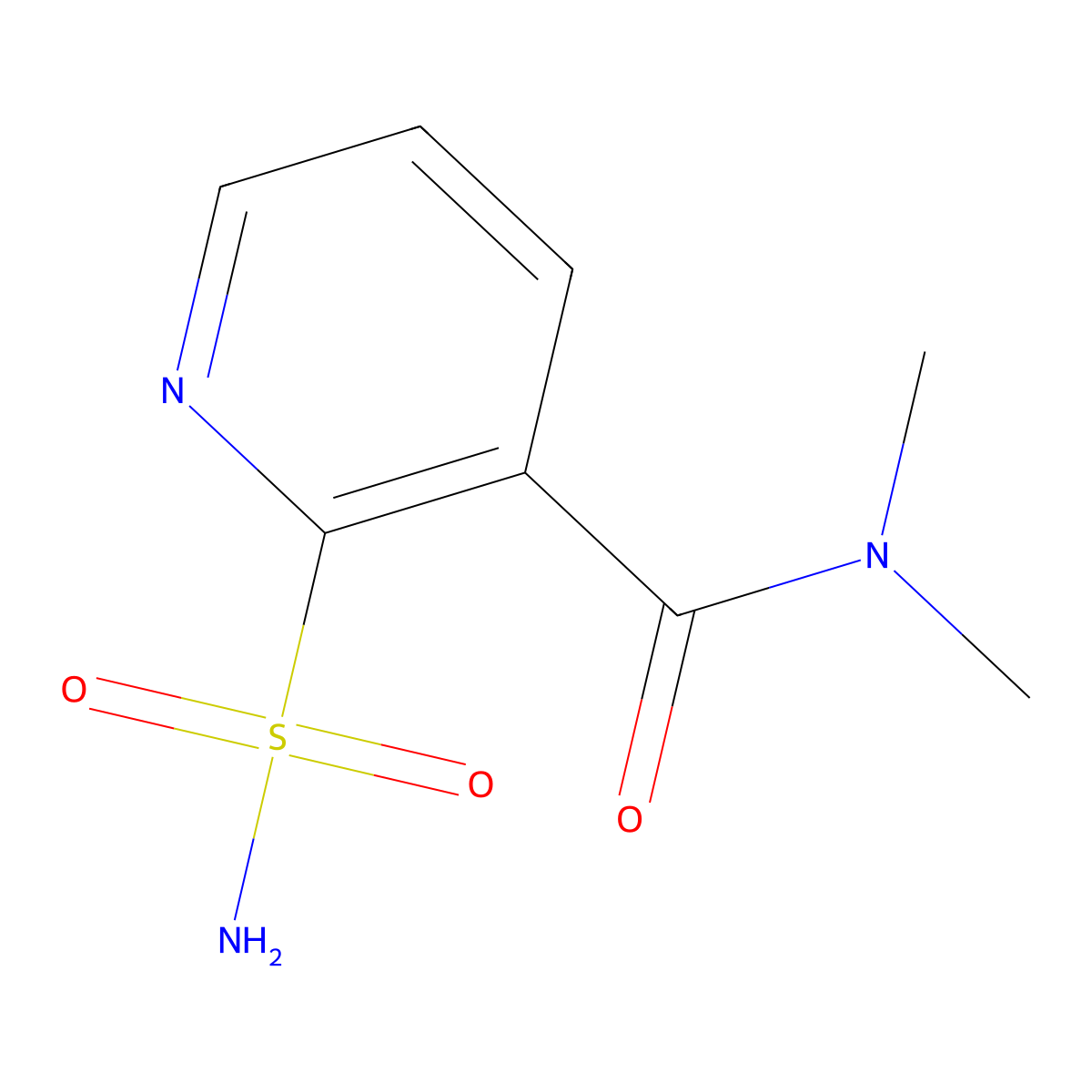 3-Pyridinecarboxamide, 2-(aminosulfonyl)-N,N-dimethyl- molecular structure, CAS 112006-75-4
