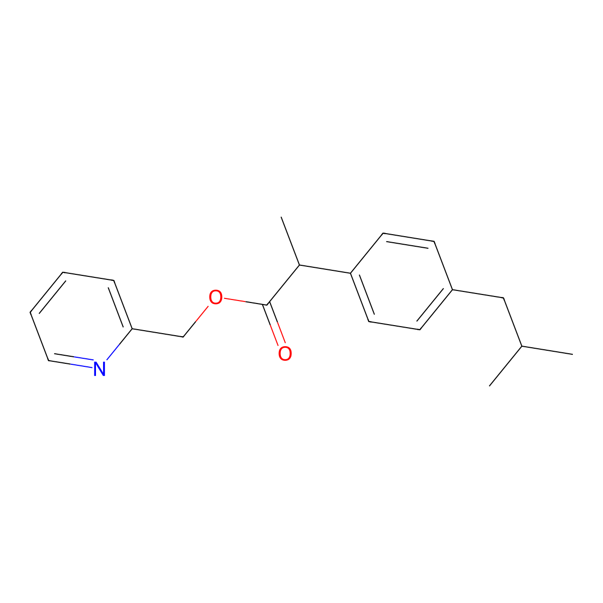 Ibuprofen Piconol molecular structure, CAS 112017-99-9