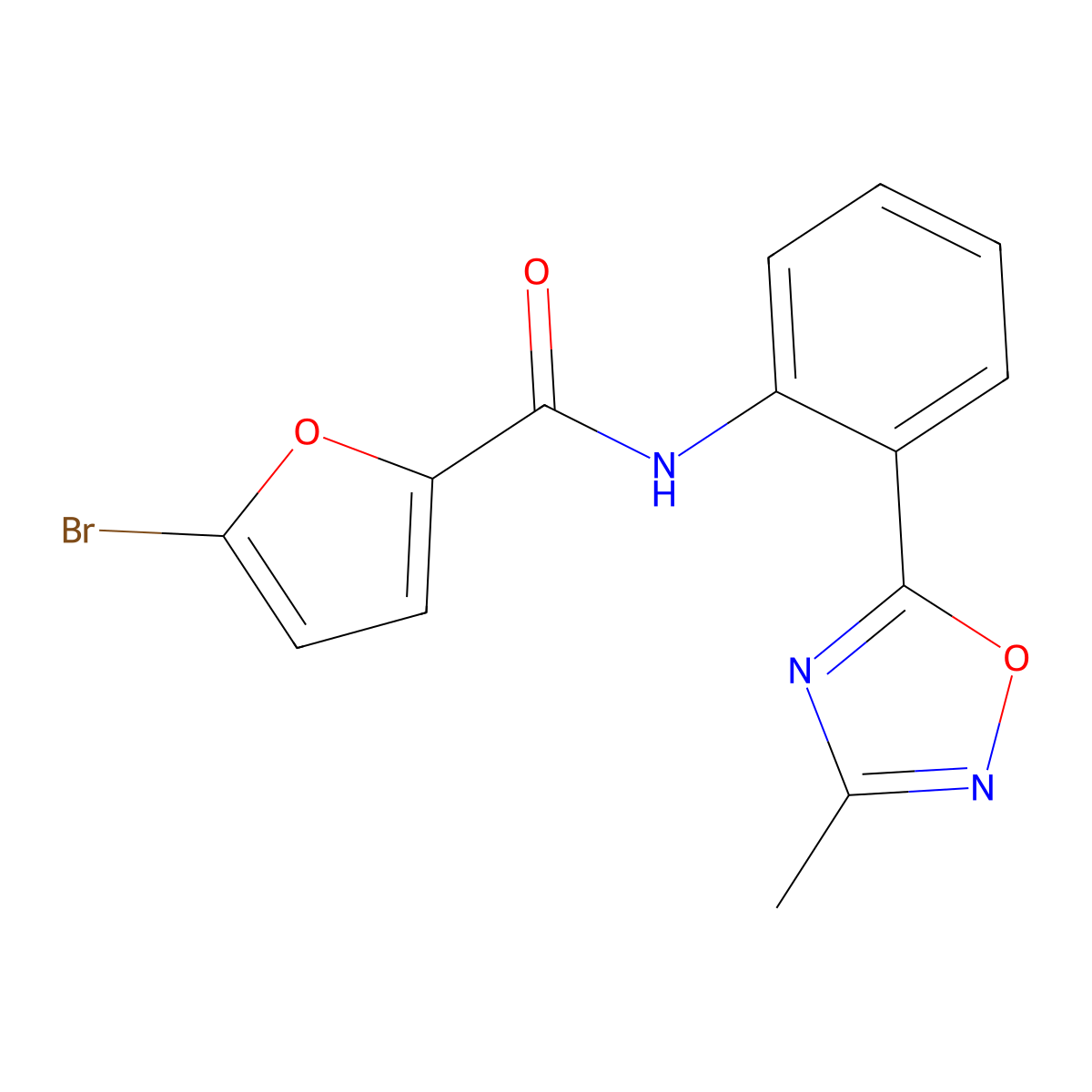 5-bromo-N-[2-(3-methyl-1,2,4-oxadiazol-5-yl)phenyl]-2-furamide molecular structure, CAS 1120233-47-7