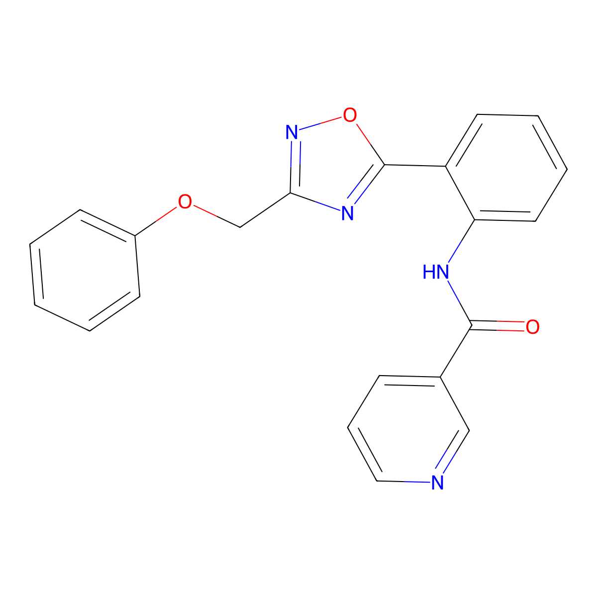 N-[2-[3-(phenoxymethyl)-1,2,4-oxadiazol-5-yl]phenyl]pyridine-3-carboxamide molecular structure, CAS 1120234-42-5