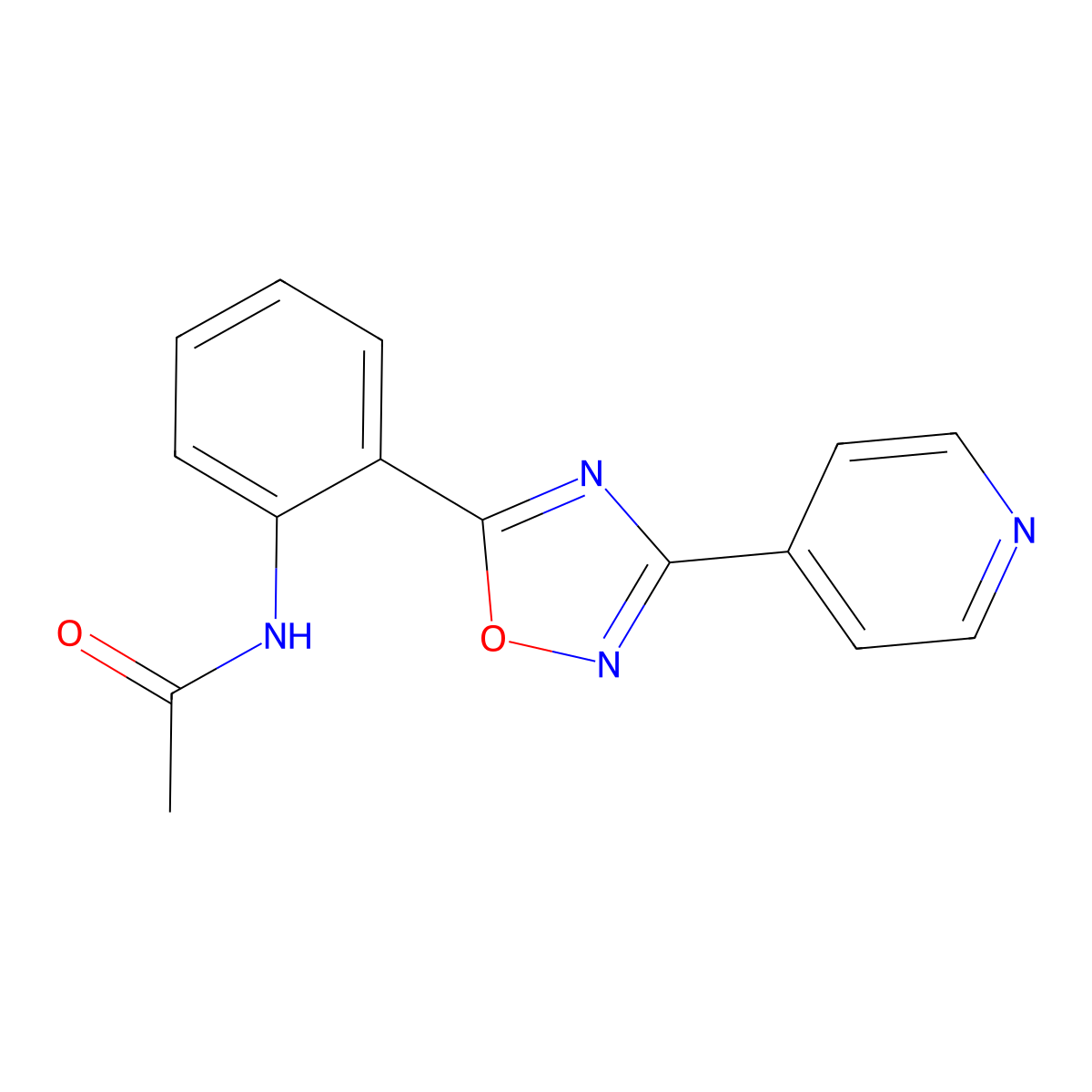 N-(2-(3-(pyridin-4-yl)-1,2,4-oxadiazol-5-yl)phenyl)acetamide molecular structure, CAS 1120234-66-3