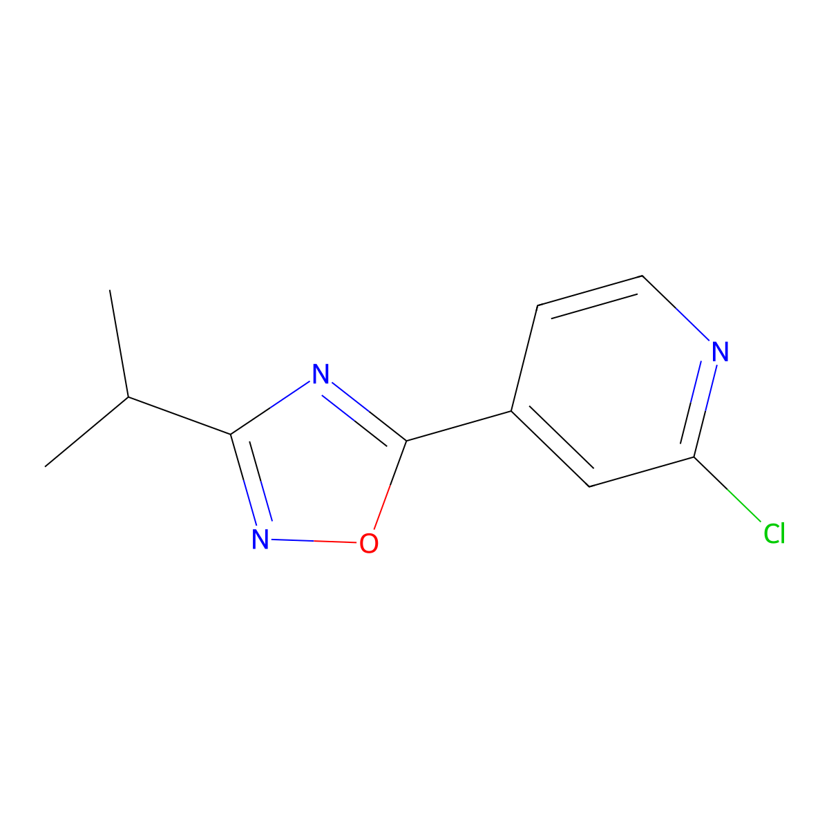 2-Chloro-4-[3-(propan-2-yl)-1,2,4-oxadiazol-5-yl]pyridine molecular structure, CAS 1120245-52-4
