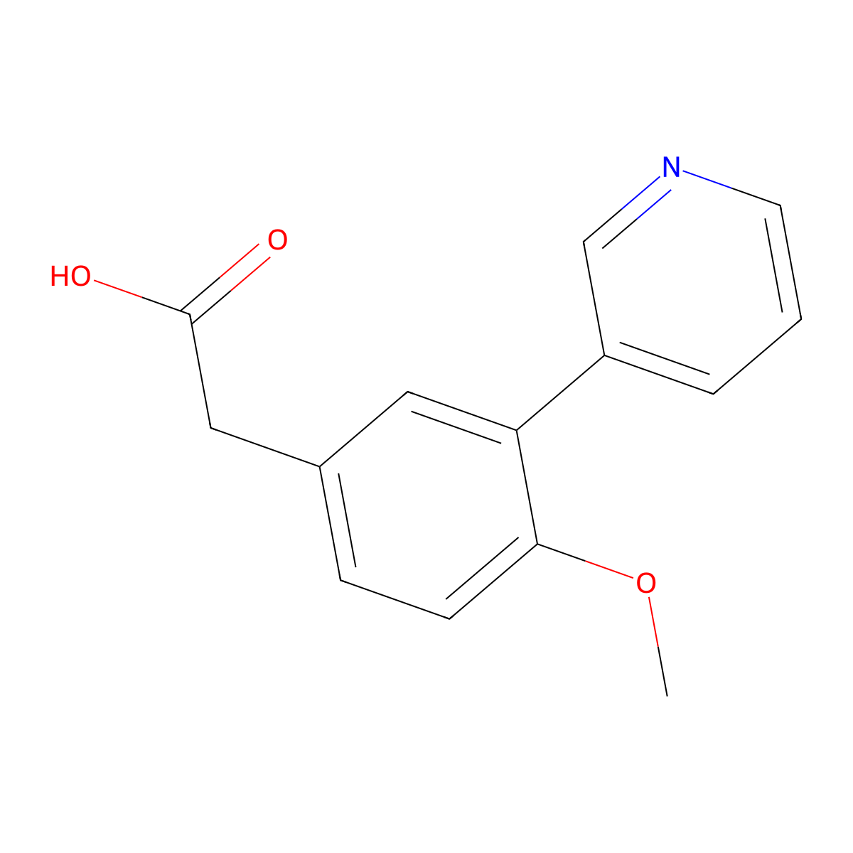 4-Methoxy-3-(3-pyridinyl)benzeneacetic acid molecular structure, CAS 1120249-22-0