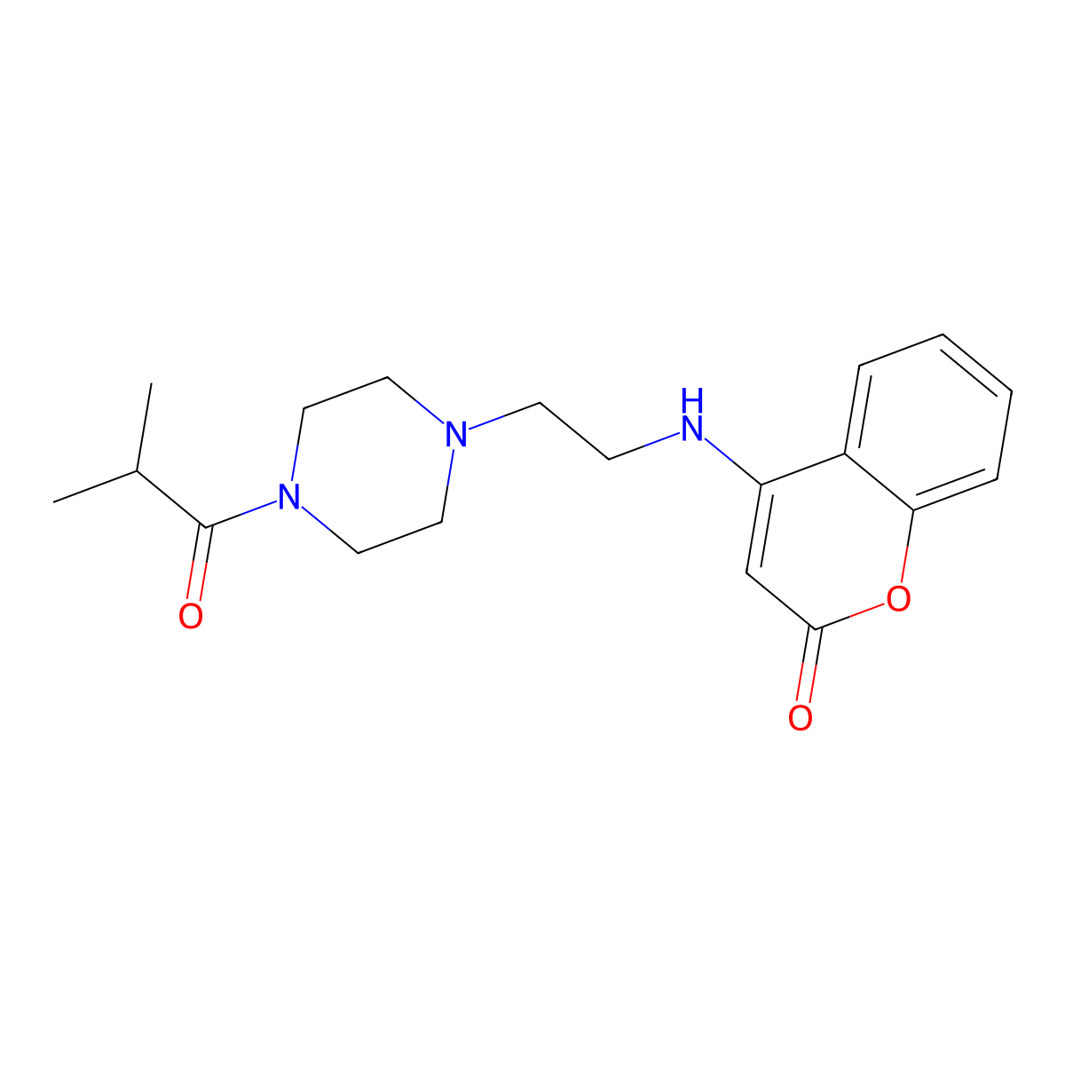 4-({2-[4-(2-methylpropanoyl)piperazin-1-yl]ethyl}amino)-2H-chromen-2-one molecular structure, CAS 1120256-20-3
