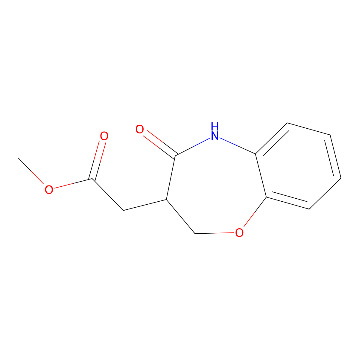 Methyl (4-oxo-2,3,4,5-tetrahydro-1,5-benzoxazepin-3-yl)acetate molecular structure, CAS 1120258-93-6