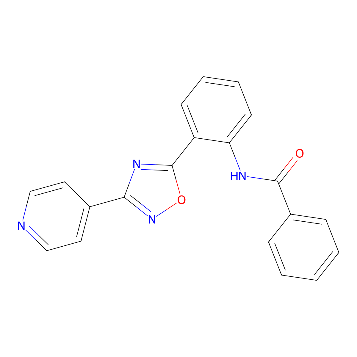 N-{2-[3-(4-pyridinyl)-1,2,4-oxadiazol-5-yl]phenyl}benzamide molecular structure, CAS 1120259-02-0