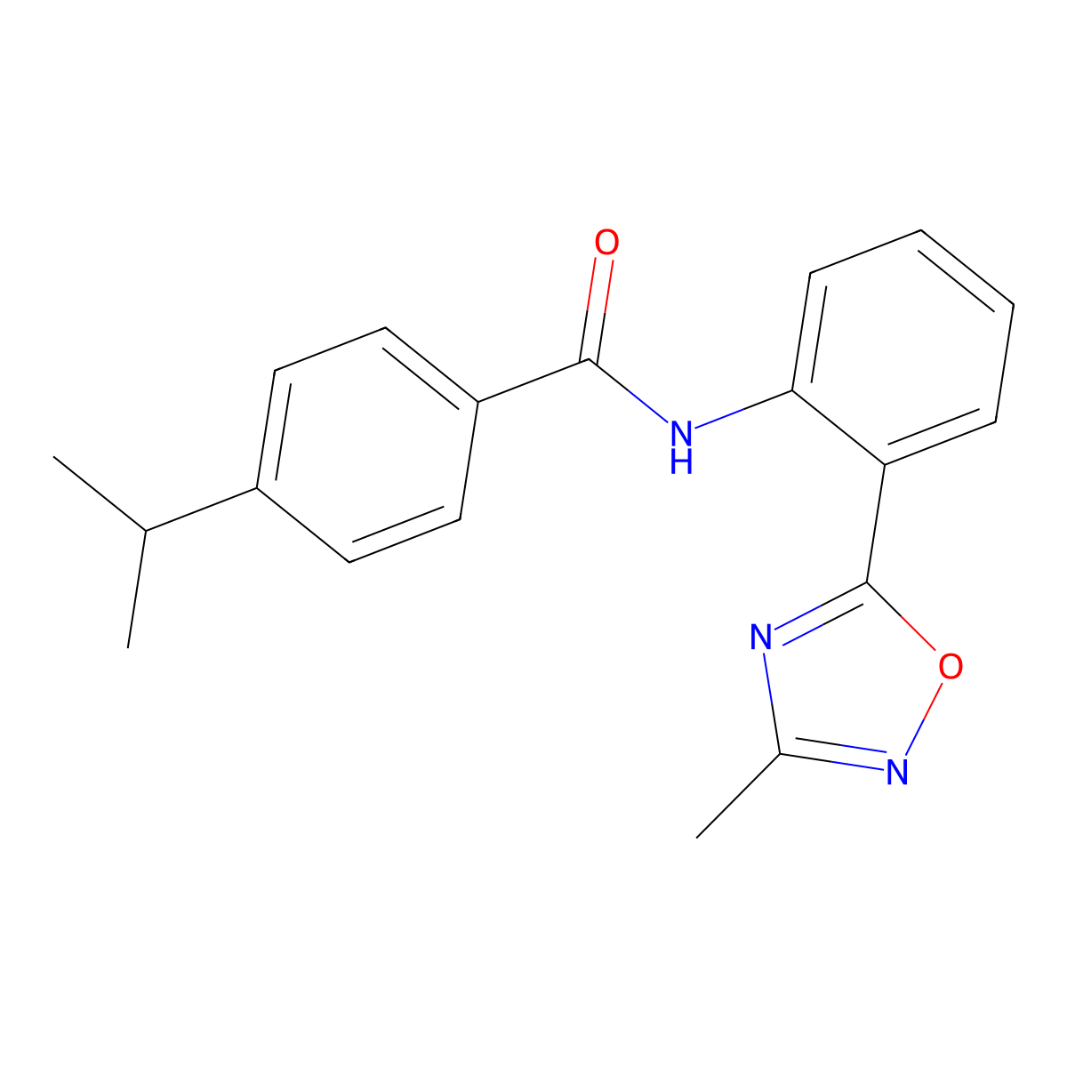 4-isopropyl-N-[2-(3-methyl-1,2,4-oxadiazol-5-yl)phenyl]benzamide molecular structure, CAS 1120259-40-6